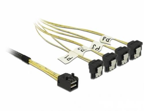 Delock Cable Mini SAS HD | 4 x SATA 7 Pin angled, 1m |  85685