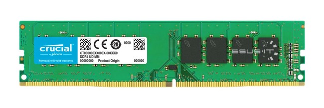 RAM-geheugen 1x 16GB Crucial NON-ECC UNBUFFERED DDR4 2400MHz PC4-19200 UDIMM | CT16G4DFD824A