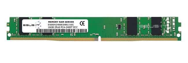 RAM-geheugen 1x 16GB ESUS IT ECC UNBUFFERED DDR4 2Rx8 2400MHz PC4-19200 UDIMM | ESUD42400ED8V/16G