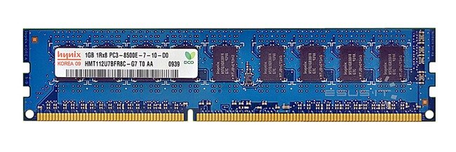 RAM-geheugen 1x 1GB Hynix ECC UNBUFFERED DDR3 1Rx8 1066MHz PC3-8500 UDIMM | HMT112U7BFR8C-G7