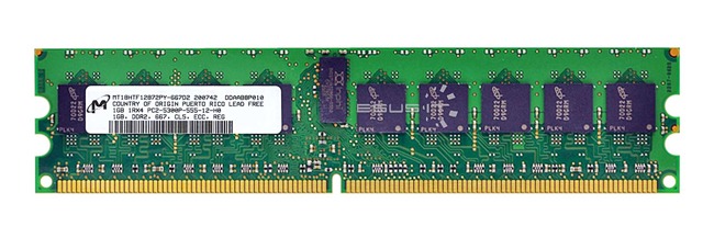 RAM-geheugen 1x 1GB Samsung ECC REGISTERED DDR2 667MHz PC2-5300 RDIMM | MT18HTF12872PY-667D2