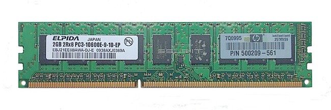 RAM-geheugen 1x 2GB ELPIDA ECC UNBUFFERED DDR3 1333MHz PC3-10600 UDIMM | EBJ21EE8BAWA-DJ-E