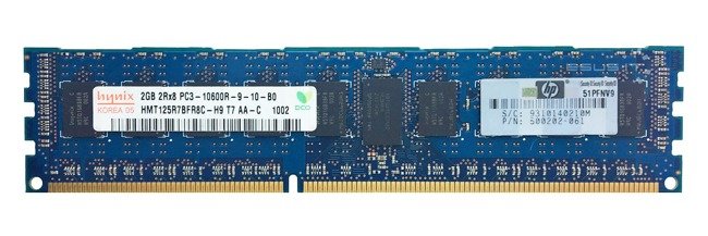 RAM-geheugen 1x 2GB Hynix ECC REGISTERED DDR3 2Rx8 1333MHz PC3-10600 RDIMM | HMT125R7BFR8C-H9