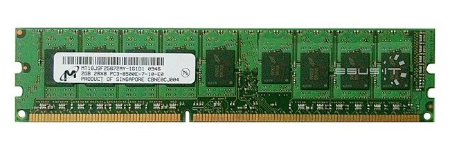 RAM-geheugen 1x 2GB Micron ECC UNBUFFERED DDR3 1066MHz PC3-8500 UDIMM | MT18JSF25672AY-1G1D1