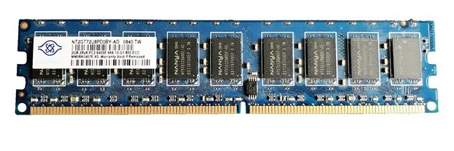 RAM-geheugen 1x 2GB Nanya ECC UNBUFFERED DDR2 800MHz PC2-6400 UDIMM | NT2GT72U8PD0BY-AD