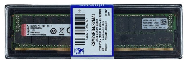 RAM-geheugen 1x 32GB Kingston ECC REGISTERED DDR4 2Rx4 2400MHz PC4-19200 RDIMM | KSM24RD4/32MAI