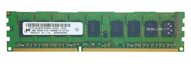 RAM-geheugen 1x 4GB Micron ECC UNBUFFERED DDR3 2Rx8 1333MHz PC3-10600 UDIMM | MT18JSF51272AZ-1G4