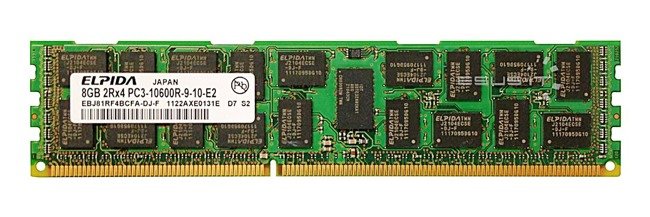 RAM-geheugen 1x 8GB ELPIDA ECC REGISTERED DDR3 1333MHz PC3-10600 RDIMM | EBJ81RF4BCFA-DJ-F