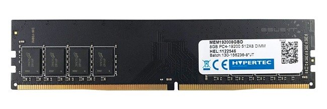 RAM-geheugen 1x 8GB HYPERTEC NON-ECC UNBUFFERED DDR4 2400MHz PC4-19200 UDIMM | MEM192008GBD