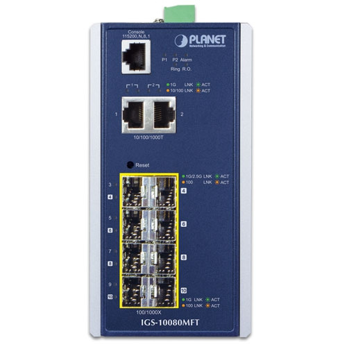 Schakelaar Planet IGS-10080MFT 2x 1Gb 6x SFP