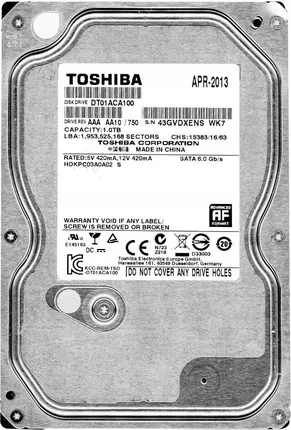 Harde schijf TOSHIBA 3.5'' HDD 1TB 7200RPM SATA 6Gb/s 32MB | DT01ACA100